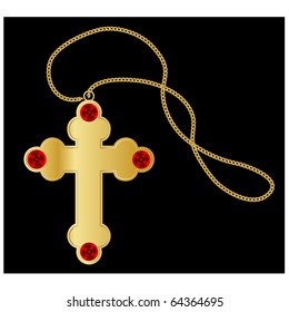 Gold religious cross.Vector