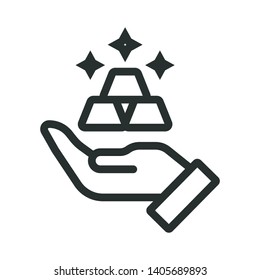 Gold reserves - minimal line web icon. simple vector illustration. concept for infographic, website or app.