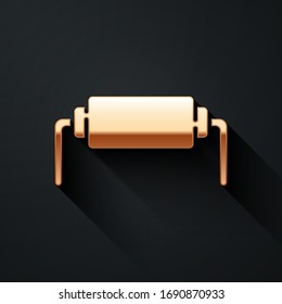 Gold Resistor electricity icon isolated on black background. Long shadow style. Vector Illustration