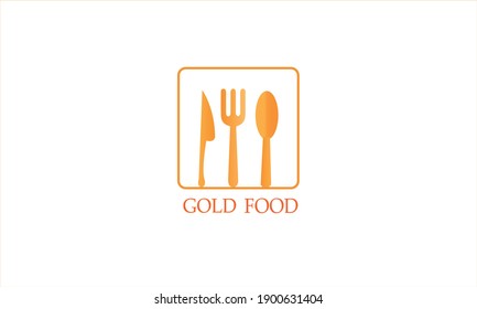 Gold restaurant symbol. Vector illustration