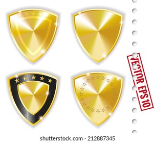 Gold Retro Labels Set Isolated on White 