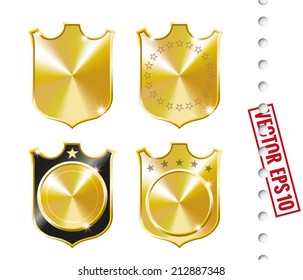 Gold Retro Labels Set Isolated on White 