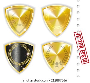 Gold Retro Labels Set Isolated on White 
