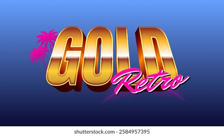 Gold Retro Vintage Text Effect. Luxurious Vintage Typography for Elegant Designs.