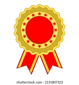 gold reward medal emblem cartoon isolated white background