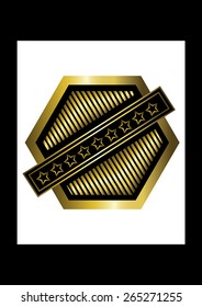 Gold rhomboid icon quality mark with an asterisks on a white background
