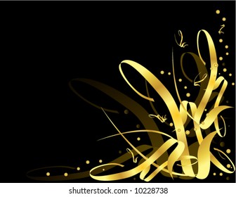 Gold Ribbon Abstract Vector Background