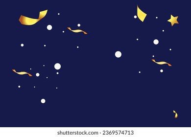 gold ribbon background and falling snow, decorate, Christmas ornament, Christmas background. vector illustration of new year holidays