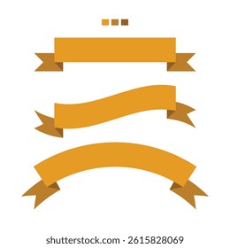 Gold Ribbon Banner Collection Stock Illustration. Stroke Editable