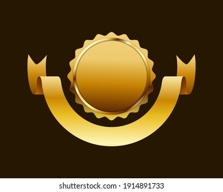 Banner de la cinta dorada con etiqueta vacía. Elemento de diseño de ilustración vectorial.