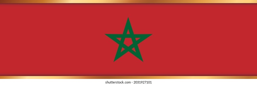 gold ribbon banner with flag of Morocco on white background
