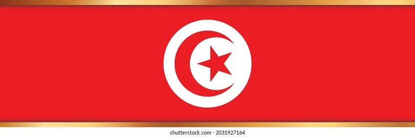 gold ribbon banner with flag of Tunis on white background