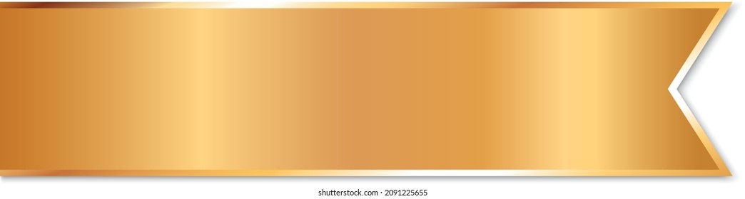 gold ribbon banner with gold frame on white background