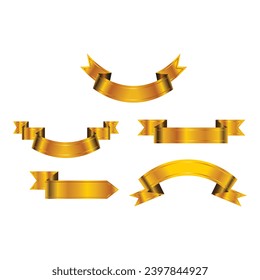 gold ribbon banner set vector file