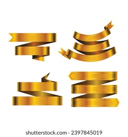 gold ribbon banner set vector file
