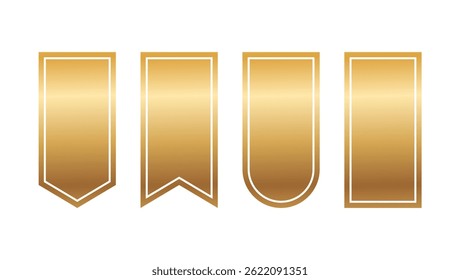 Gold ribbon banner set vector illustration. Gold ribbon banner, blank space, graphic design, digital illustration, empty text area, promotion, use in website, print, advertising