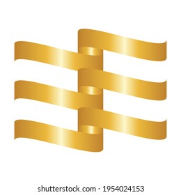 Gold Ribbon Banner. Vector banner stock illustration.