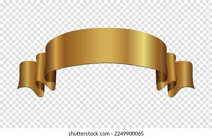 Gold ribbon banner.Blank golden ribbon.Vector illustration.