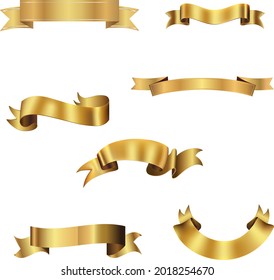 Gold Ribbon Banners Collection Vector Illustration Stock Vector ...