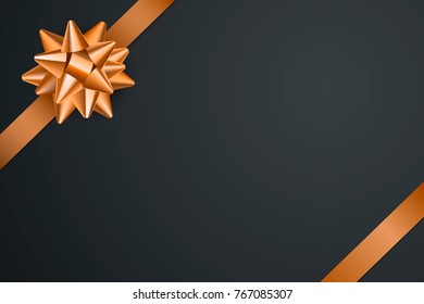 Gold ribbon with bow. Isolated
