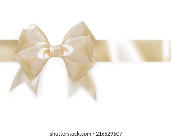 Gold Ribbon With Bow Isolated On White. EPS 10 Vector File Included