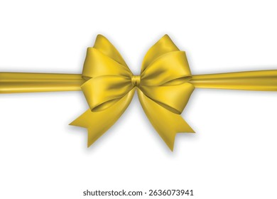 gold ribbon bow tied around gift, decorative element.