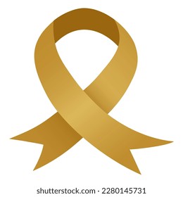 Gold Ribbon Childhood Cancer Awareness Design Realistic Vector Icon