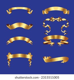Gold Ribbon Clip Art, Banners, Ribbons, Golden Ribbon Clip Art, Digital Scrapbook, Ribbon Vector