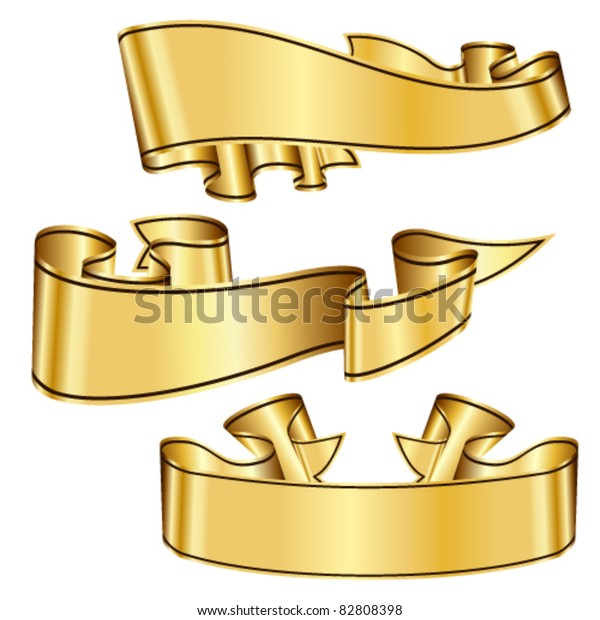 Gold Ribbon Collection Stock Vector Royalty Free Shutterstock