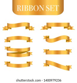 Gold ribbon collection. Golden ribbon banners. Vector illustration. - Vector
