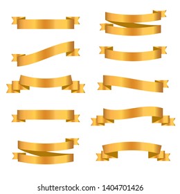 Gold ribbon collection. Golden ribbon banners. Vector illustration. - Vector