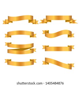 Gold ribbon collection. Golden ribbon banners. Vector illustration. - Vector