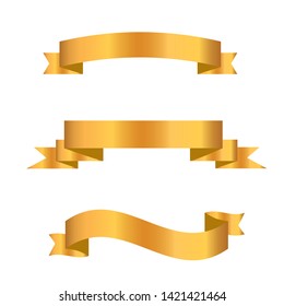 Gold ribbon collection. Golden ribbon banners. Vector illustration. - Vector