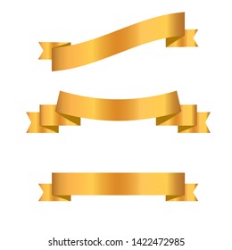 Gold ribbon collection. Golden ribbon banners. Vector illustration. - Vector