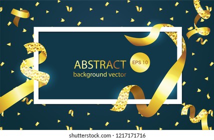 Gold ribbon confetti. Festive vector illustration. Celebration and party.