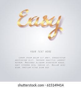 Gold ribbon of Easy calligraphy hand lettering with space for text, vector art and illustration.