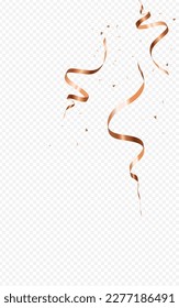 Gold Ribbon Festive Vector Transparent Background. Anniversary Spiral Invitation. Serpentine Abstract Illustration. Luxury Happy Design.