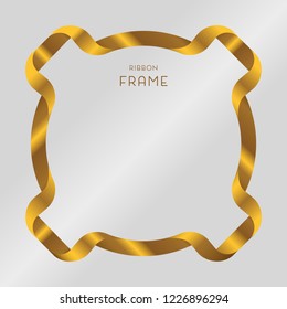 Gold Ribbon Frame on light Gray Background. 