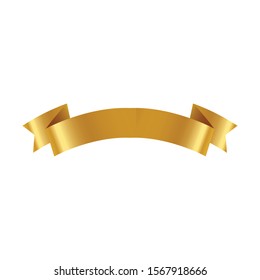 Gold Ribbon InIsolated For Celebration And Winner Award Banner White Background, Vector Illustration can use for anniversary, birthday, party, event, holiday And religious day