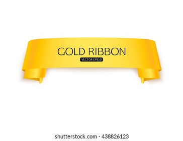 Gold ribbon isolated on white background vector banner template 