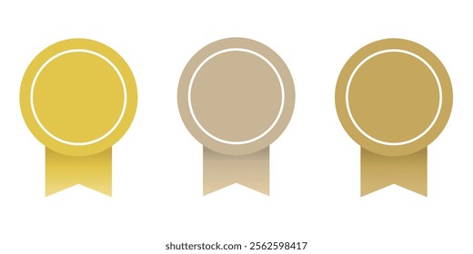 Gold Ribbon Medal Design | Simple Award Template ( Vector Material Sets )