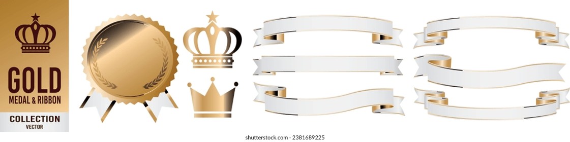 Gold Ribbon Medal Vector cet