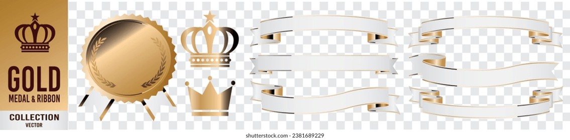 Gold Ribbon Medal Vector cet