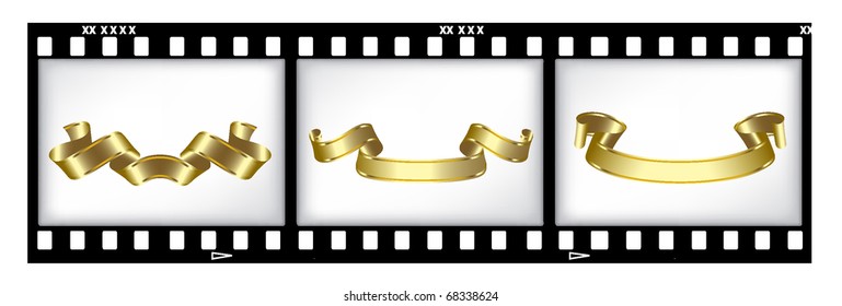 gold ribbon on film background