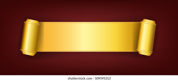  gold ribbon on red background
