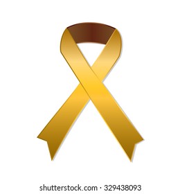 Gold ribbon on white background