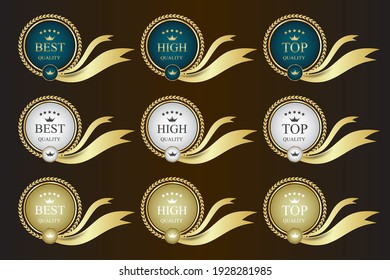 Gold ribbon promotion label template,promotion sale sticker,vector illustration