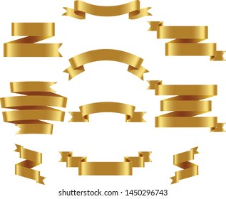 Gold Ribbon Banner Set Vector Illustration Stock Vector (Royalty Free ...