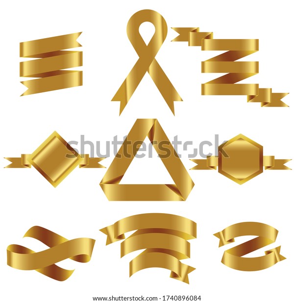 Gold Ribbon Set Isolated Celebration Winner Stock Vector Royalty Free 1740896084 Shutterstock