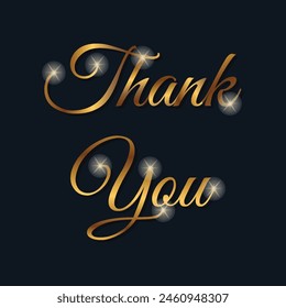 Gold ribbon of thank you calligraphy hand lettering vector art and illustration